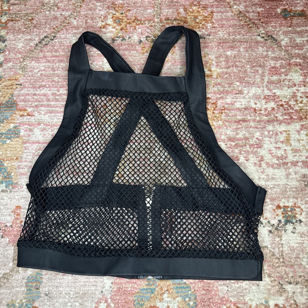 Black Mesh Crop Top